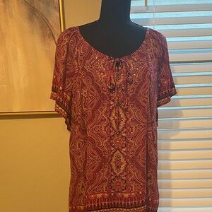 Paisley Print Women's Top - Red